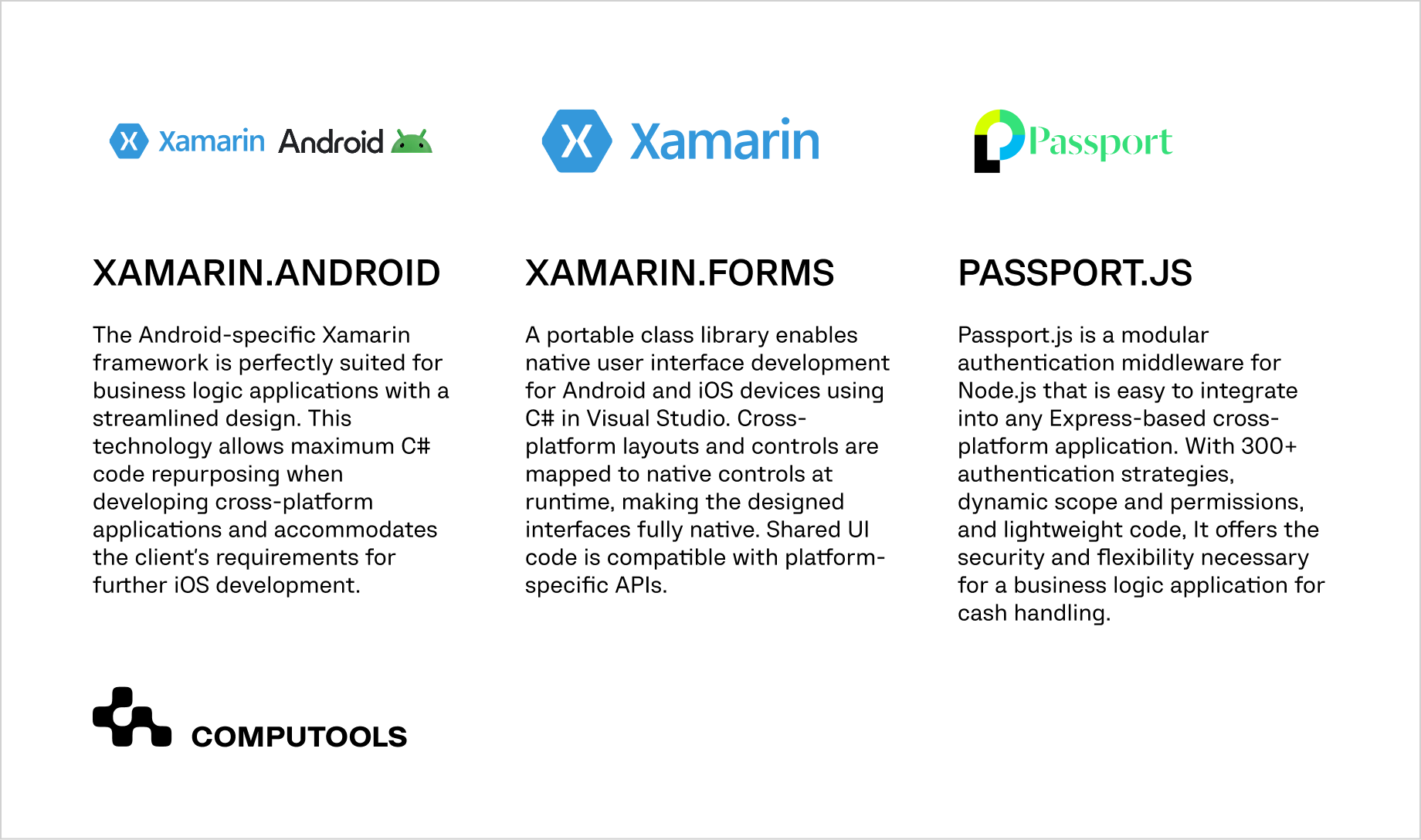 Xamaring and Passport descriptions