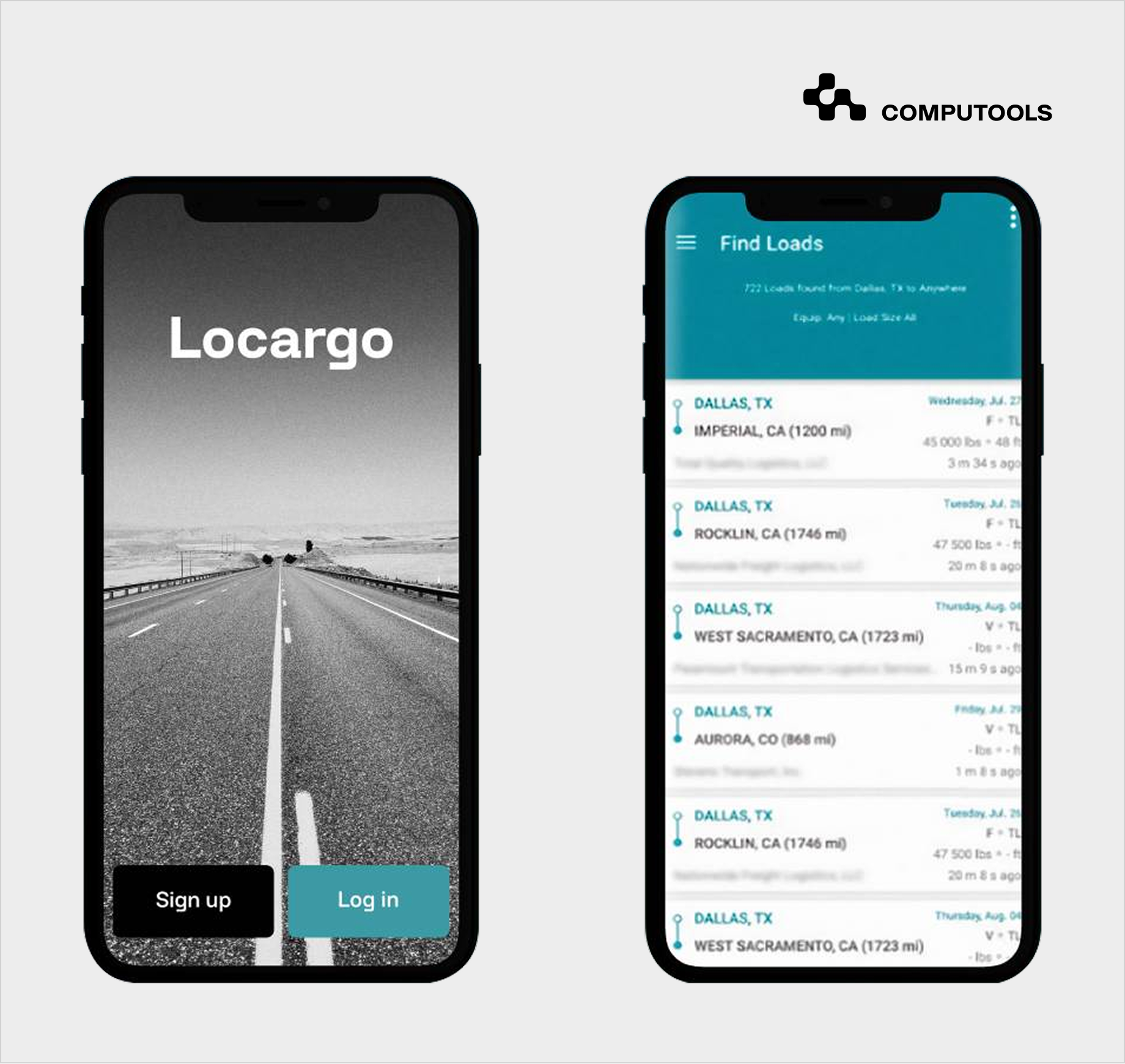 Locargo case-study screens